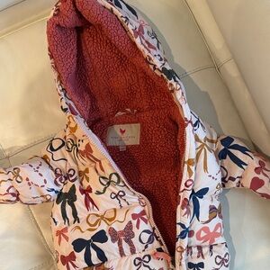 Pink Chicken Girls' Hooded snow suit  with Multicolor Bow Print